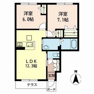 ラポール新野辺【1階】の間取り