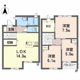 ルクール陽だまり B【1階】の間取り
