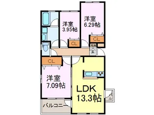 花水木の里A棟【3階】の間取り