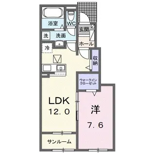 クロスサイド アパートメントII【1階】の間取り