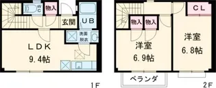 滋賀県長浜市小堀町【アパート】の間取り