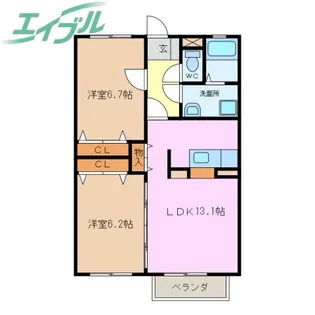 フラット立石C(青山羽根)【2階】の間取り