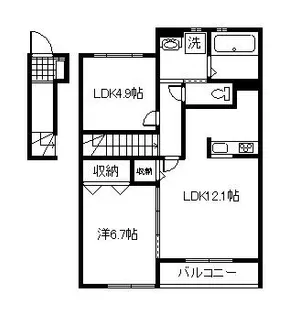 2LDKの間取り画像