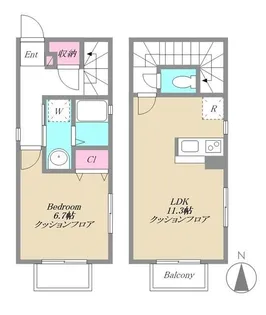 東京都新宿区山吹町【一戸建】の間取り
