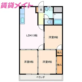 ウッドンビレッジ【4階】の間取り