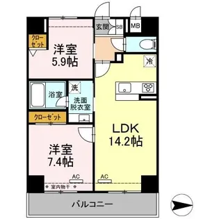 セブンリリー矢巾【6階】の間取り