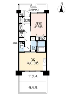 UR奈良学園前・鶴舞【1階】の間取り