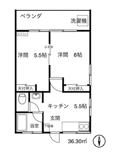 第二宇多川コーポ【1階】の間取り