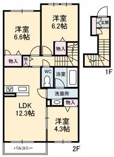 プロヌーブ沖洲 III番館【2階】の間取り