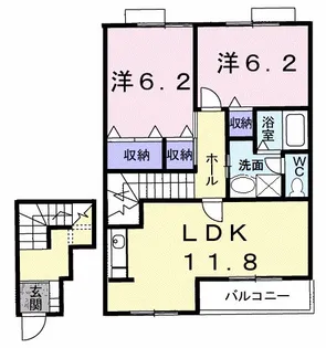 ラフィネシャトレーII番館B【2階】の間取り