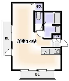 メロディハイム阿倍野【7階】の間取り