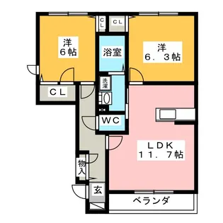 ミルフィーグレースA【1階】の間取り