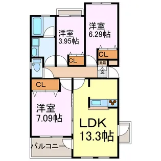 花水木の里A棟【2階】の間取り