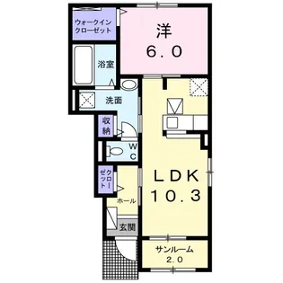 クゥー II【1階】の間取り