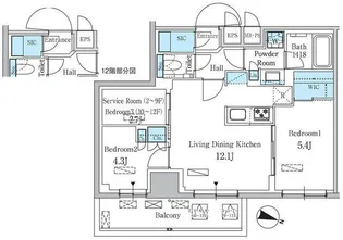 パークアクシス板橋本町ステーションゲート【9階】の間取り