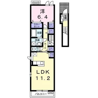 大阪府藤井寺市沢田2【アパート】の間取り