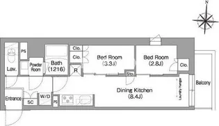 コンフォリア・リヴ南品川【3階】の間取り