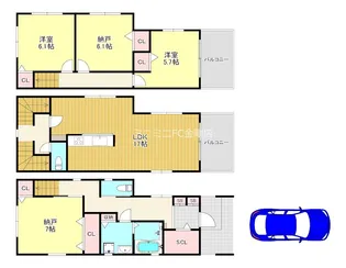 大阪府富田林市若松町西2【一戸建】の間取り