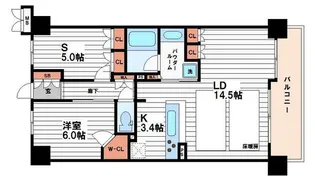 ザ・大阪レジデンス備後町【14階】の間取り