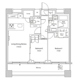 ザ・パークハビオ目黒プレイス【8階】の間取り