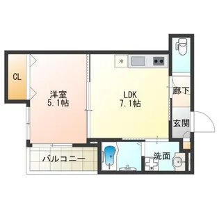 クリエオーレ安立【3階】の間取り