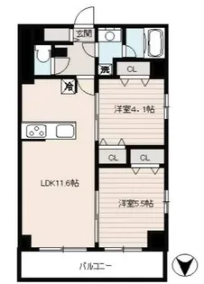 クラウンマンション椿【9階】の間取り