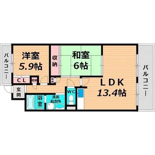 アビタ山本放出東【8階】の間取り