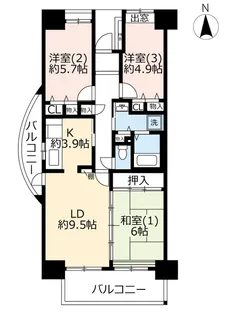 URコンフォールさがみ南【7階】の間取り
