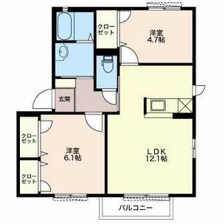 ヴィル グランディール 音の街八番館【2階】の間取り