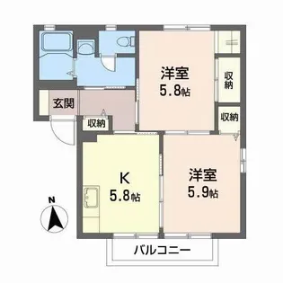 グランパルモB【1階】の間取り