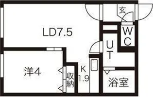 ブリランテ中島公園【1階】の間取り