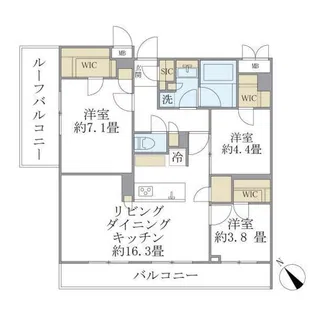 La Perla Meguro-HigashiyamaII【3階】の間取り