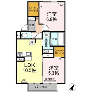 ムーンリバーヴィラ里【2階】の間取り