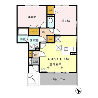 ビューバレー星の宮E【2階】の間取り