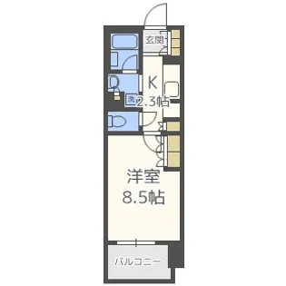 パークアクシス大阪新町【13階】の間取り
