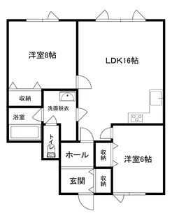 旭川市東鷹栖4条2丁目2LDKアパート2階【2階】の間取り
