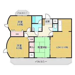 サンシーズ南山手【4階】の間取り