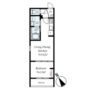 1DKの間取り画像