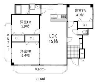 ラムール籠池【2階】の間取り
