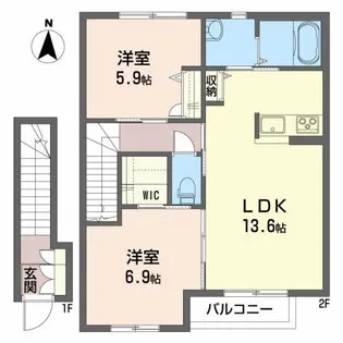 ノースフォレストA【2階】の間取り