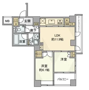 神奈川県横浜市中区万代町2【マンション】の間取り