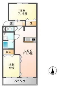 ビィラソレイユ【1階】の間取り