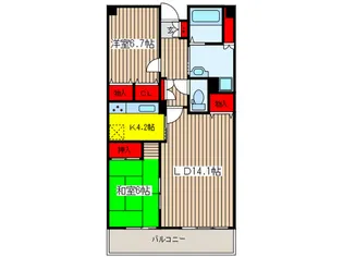 リバーウエストA館【7階】の間取り