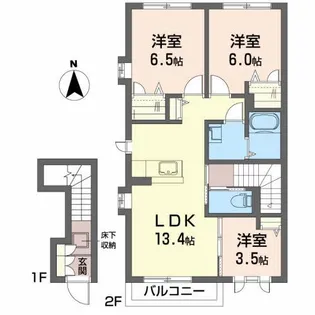 ルナ沖野【2階】の間取り