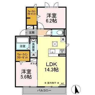 グローリーハイツ B棟【1階】の間取り