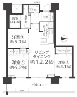プラウドタワー岡山【15階】の間取り