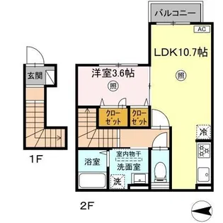 PREMILIFE中春日【2階】の間取り