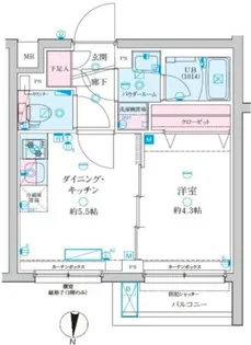1DKの間取り画像