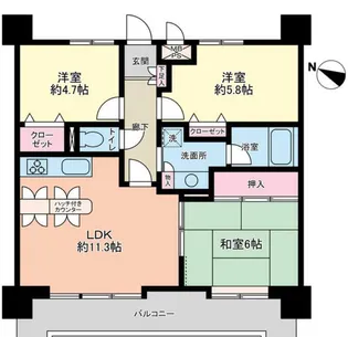 ライオンズシティ榴ヶ岡公園【7階】の間取り