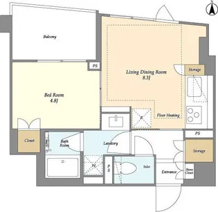 LIBR GRANT 四谷三丁目【2階】の間取り